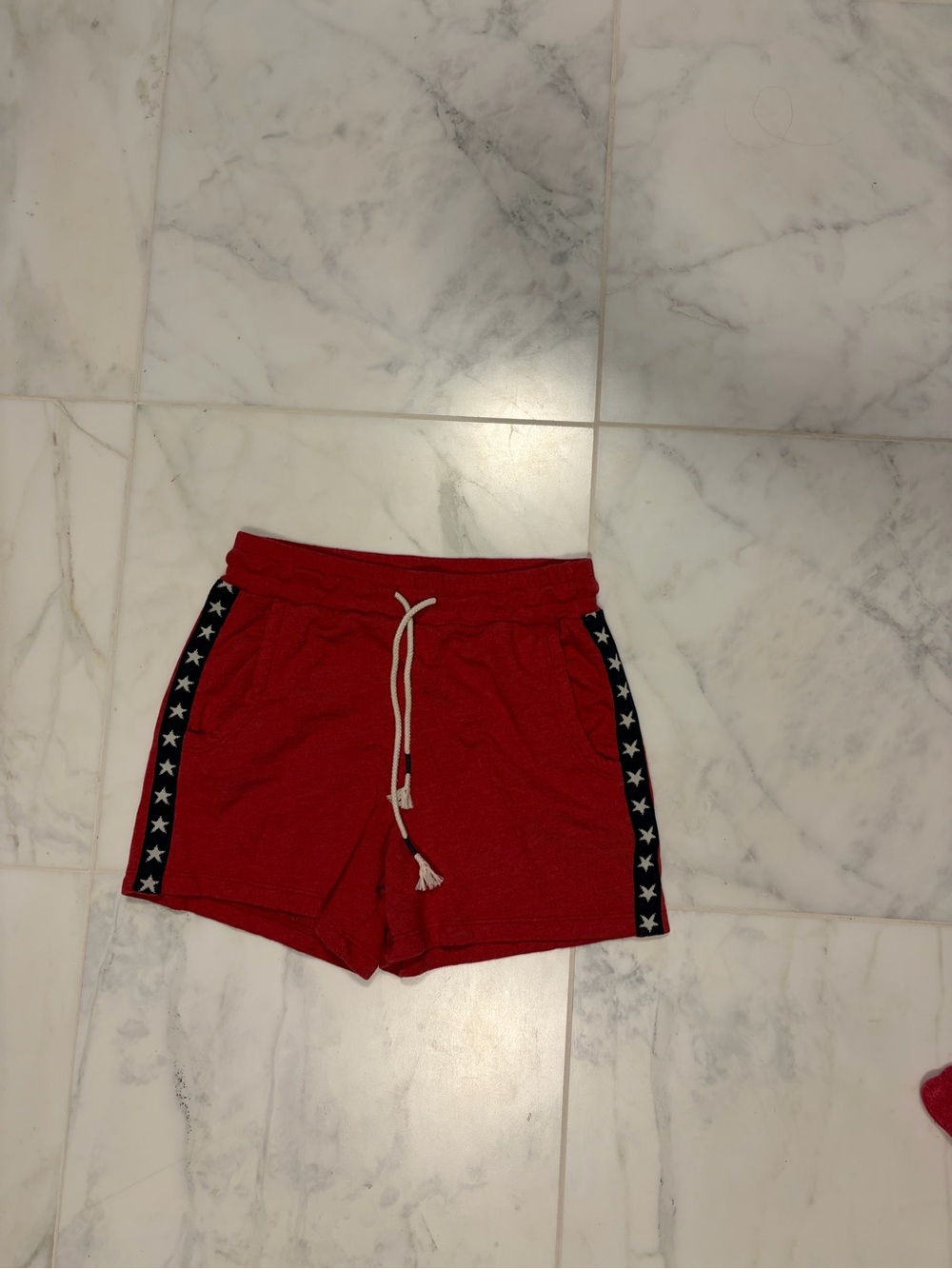 Sundry Red Drawstring Shorts with Star-Trim